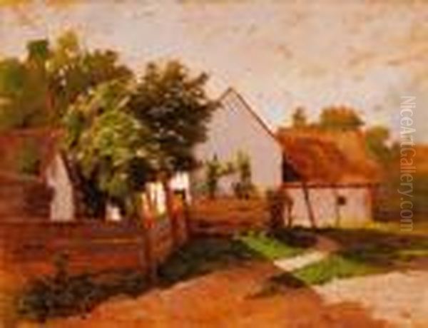 Sunny Houses Oil Painting by Jozsef Rippl-Ronai