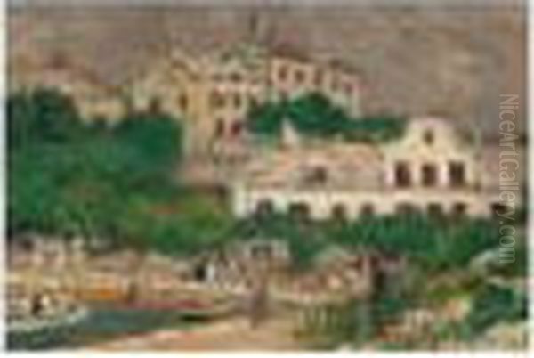 Josef , -, Village Au Bord De 
Mer, Signed, Oil On Paper Laid Down On Canvas, 35.3 By 50.8 Cm., 13 7/8 
By 20 In Oil Painting by Jozsef Rippl-Ronai