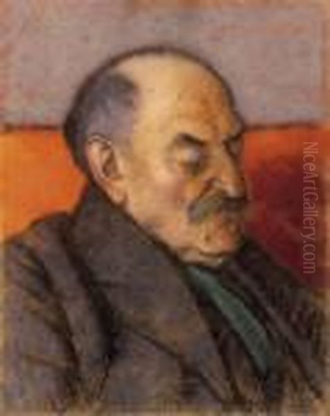 Portrait Of The Ironmonger From Darna Oil Painting by Jozsef Rippl-Ronai