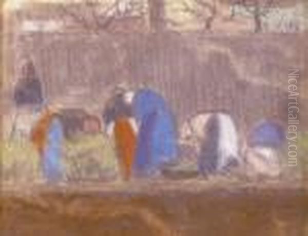 Planting Oil Painting by Jozsef Rippl-Ronai