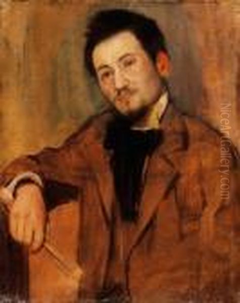 Portrait Of The Painter As A Young Man, About 1890 Oil Painting by Jozsef Rippl-Ronai