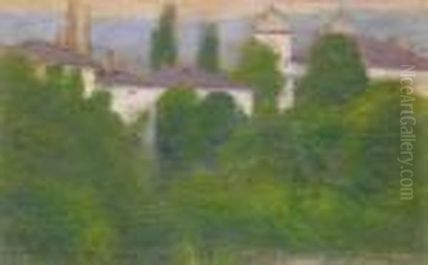 Roofs Oil Painting by Jozsef Rippl-Ronai