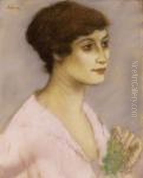 Woman With Grapes Oil Painting by Jozsef Rippl-Ronai