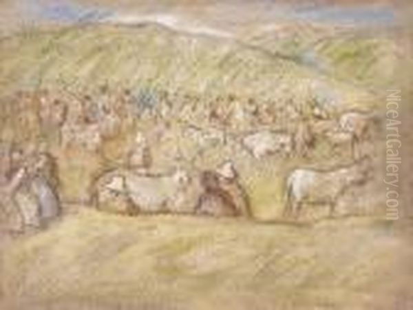 In The Field Oil Painting by Jozsef Rippl-Ronai