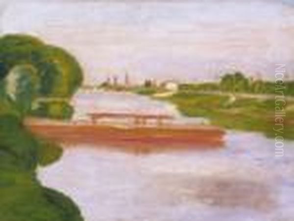 The Banks Of The River Seine Oil Painting by Jozsef Rippl-Ronai