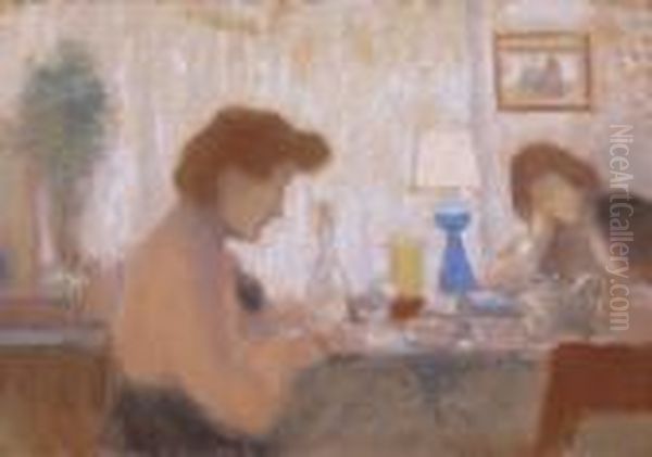 Evening Mood Oil Painting by Jozsef Rippl-Ronai