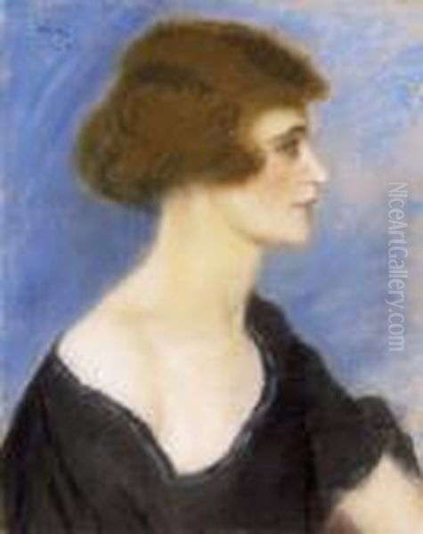 Actress Oil Painting by Jozsef Rippl-Ronai