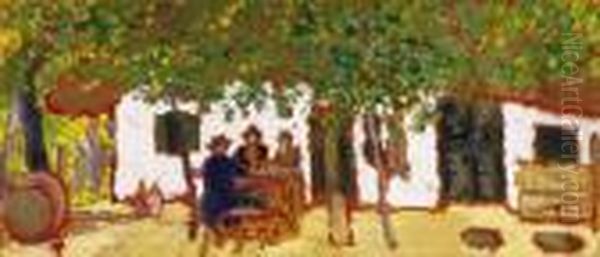 In The Vineyard Oil Painting by Jozsef Rippl-Ronai