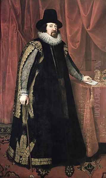 Sir Francis Bacon 1561-1626 Baron Verulam of Verulam, Viscount St. Albans Oil Painting by Paulus Van Somer