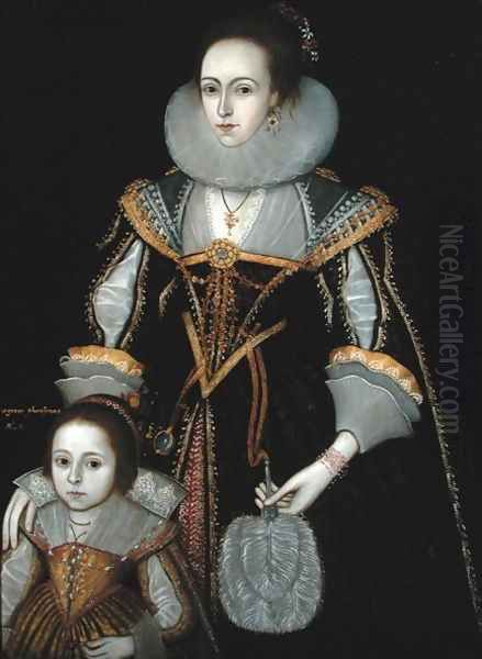 Portrait of Margaret Pheasant and her Mother, 1619 Oil Painting by Paulus Van Somer