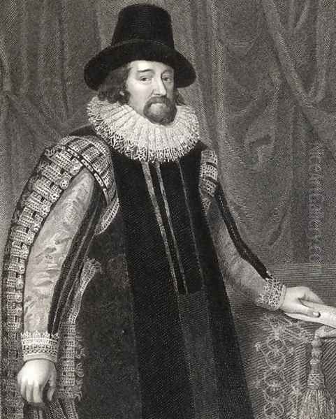 Portrait of Francis Bacon 1561-1626 Viscount St Albans, from Lodges British Portraits, 1823 Oil Painting by Paulus Van Somer