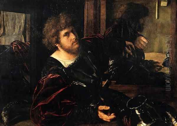 Portrait of a Man in Armour (known as Gaston de Foix} Oil Painting by Giovanni Girolamo Savoldo