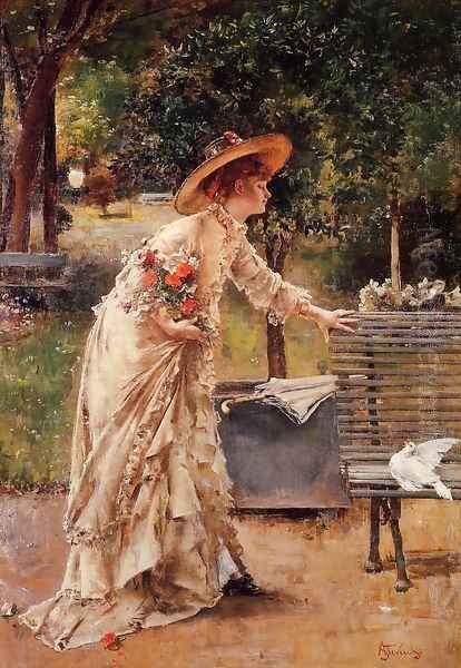 Afternoon in the Park Oil Painting by Alfred Stevens