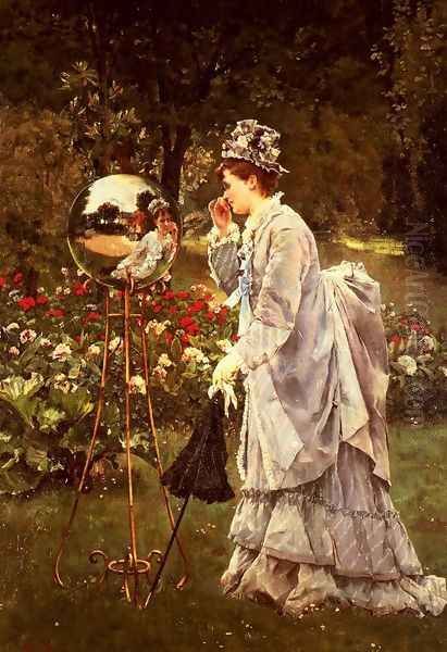 La Boule De Verre (The Glass Ball) Oil Painting by Alfred Stevens