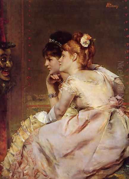 The Japanese Mask (or Intrigue) Oil Painting by Alfred Stevens