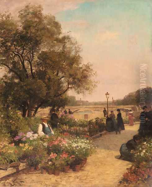 Quai Aux Fleurs Oil Painting by Alfred Stevens