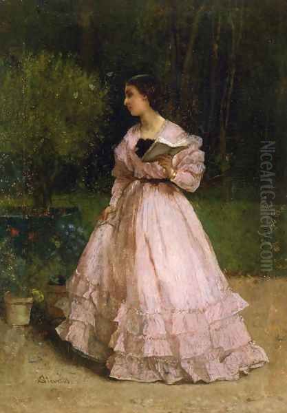 In the Garden Oil Painting by Alfred Stevens