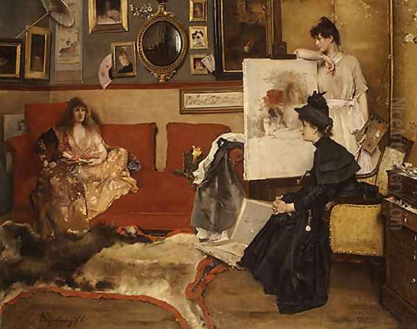 In the Studio 1888 Oil Painting by Alfred Stevens