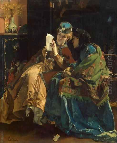 Pleasant Letter Oil Painting by Alfred Stevens