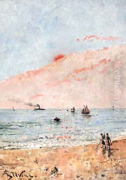 A la plage Oil Painting by Alfred Stevens