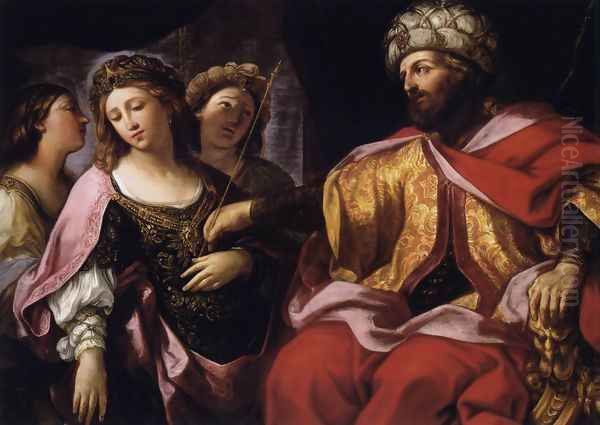 Esther before Ahasuerus 1630s Oil Painting by Giovanni Andrea Sirani