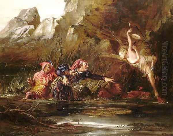 Ariel and Caliban Oil Painting by William Bell Scott