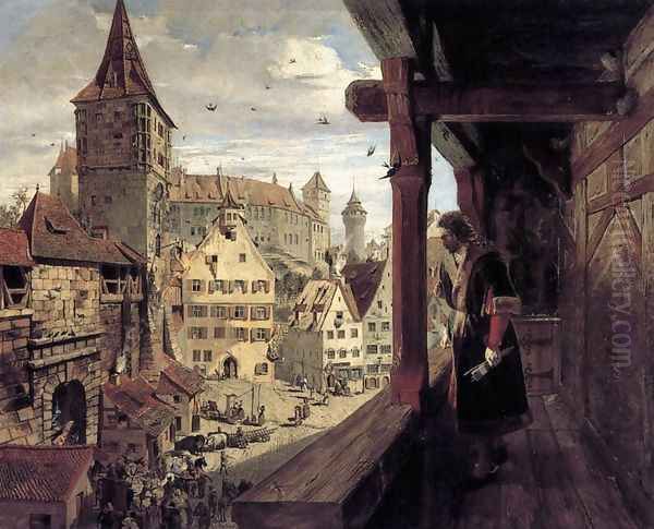 Albrecht Dürer on the Balcony of his House 1854 Oil Painting by William Bell Scott