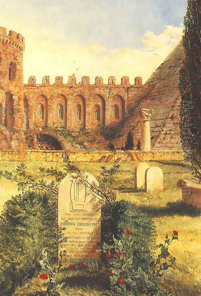 Keats's Grave in the Old Protestant Cemetery at Rome, 1873 Oil Painting by William Bell Scott