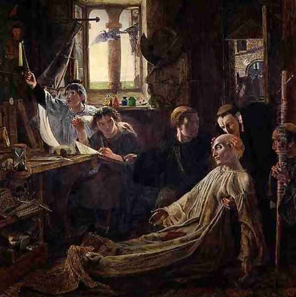 The Death of the Venerable Bede c.638-735 in Jarrow Priory, c.1861 Oil Painting by William Bell Scott