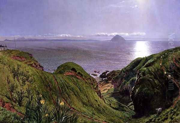 A View of Ailsa Craig and the Isle of Arran, 1860 Oil Painting by William Bell Scott