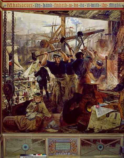 Industry of the Tyne Iron and Coal, c.1861 Oil Painting by William Bell Scott