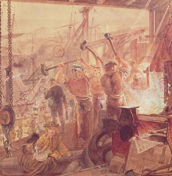 Industry on the Tyne Iron and Coal Oil Painting by William Bell Scott