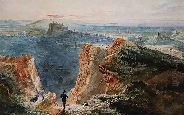 Salisbury Crags, Edinburgh Oil Painting by William Bell Scott