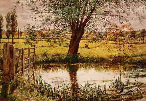 Water Meadow, 1865 Oil Painting by William Bell Scott