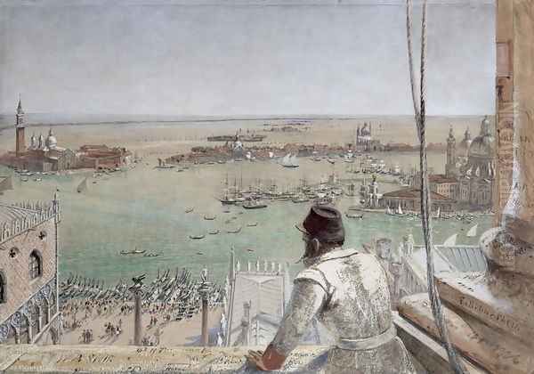 The Basin of San Marco from the Campanile, Venice, 1862 Oil Painting by William Bell Scott