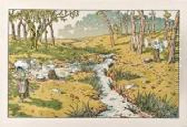 Les Lavandieres by Henry Parsons Riviere