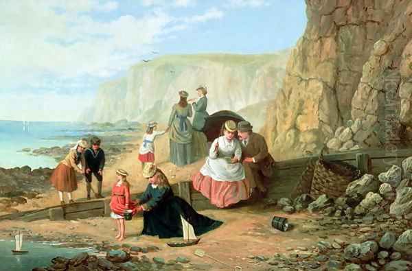 A Day at the Seaside Oil Painting by William Bell Scott