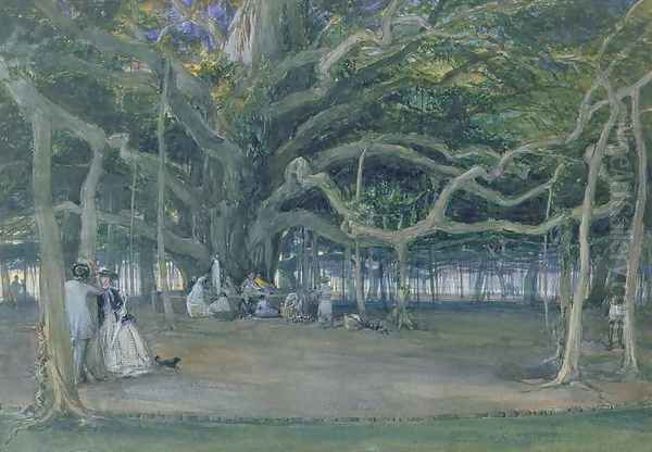 The Great Banyan Tree, Calcutta, 1859 Oil Painting by William Simpson