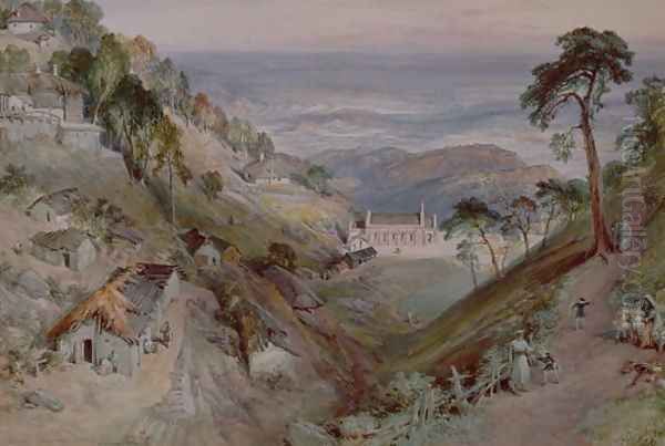 The Plains, Landour Church, Mussoorie, 1884 by William Simpson