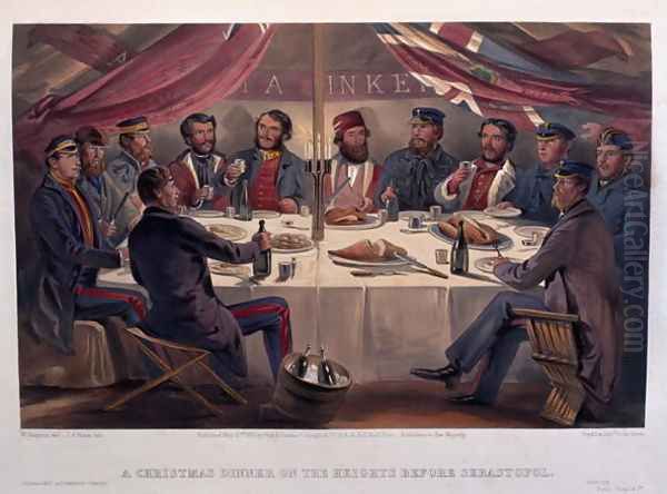 A Christmas Dinner on the Heights before Sebastopol, engraved by J.A. Vinter, from The Seat of War in the East - First Series, published by Colnaghi and Co., 1855 Oil Painting by William Simpson