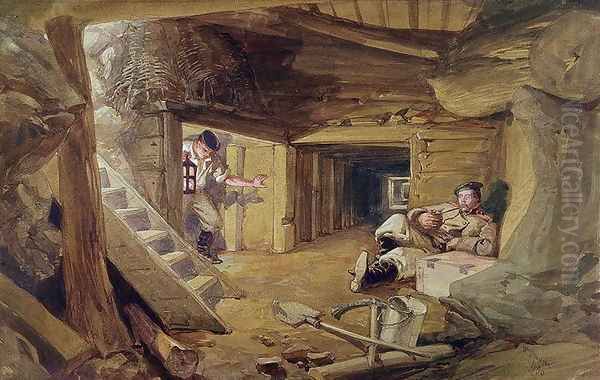 Mine in the Bastion du Mat, Sebastopol, Crimea Oil Painting by William Simpson