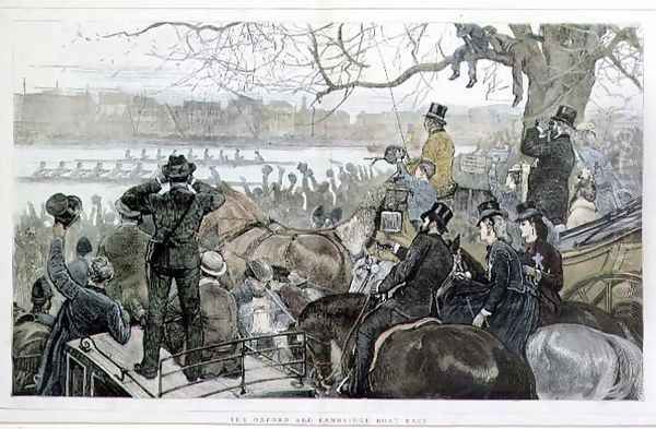 The Oxford and Cambridge Boat Race, 1871 Oil Painting by William Simpson