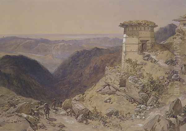 The Pir Panjal Pass into Kashmir, 11,400 feet above the sea, 1863 Oil Painting by William Simpson