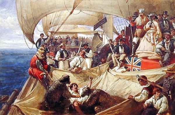 Neptune on Board the Newcastle Crossing the Line, 1859 Oil Painting by William Simpson