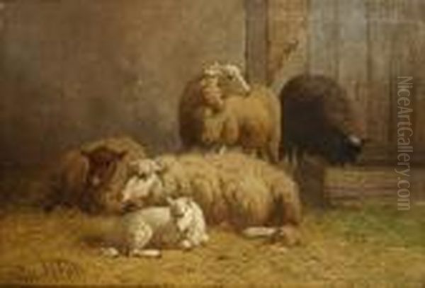 Schapen. Oil Painting by Louis Marie Dominique Romain Robbe