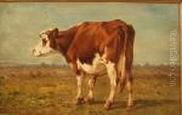 Vache Sur Fond Depaysage Oil Painting by Louis Marie Dominique Romain Robbe