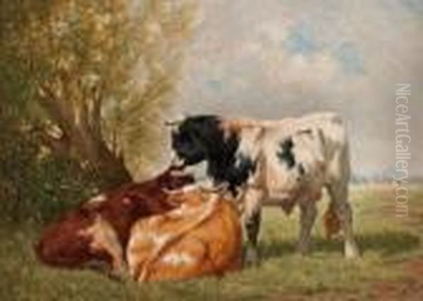 Vaches Dans Un Paysage Oil Painting by Louis Marie Dominique Romain Robbe