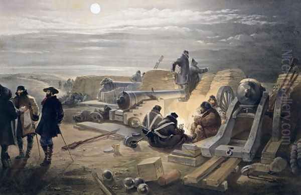 A Quiet Night in the Batteries, plate from The Seat of War in the East, published by Colnaghi and Co., 1856 Oil Painting by William Simpson