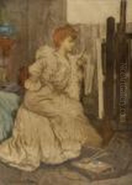 Dans L'atelier Oil Painting by Manuel Robbe