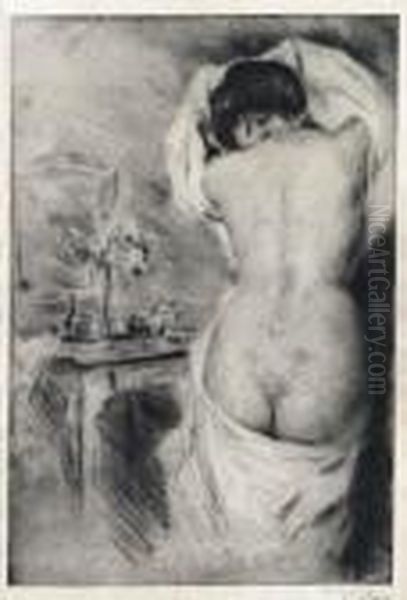 Nu Se Coiffant Oil Painting by Manuel Robbe